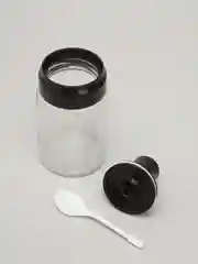 Черный стеклянная банка для специй с кисточкой или ложкой