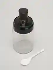 Черный стеклянная банка для специй с кисточкой или ложкой