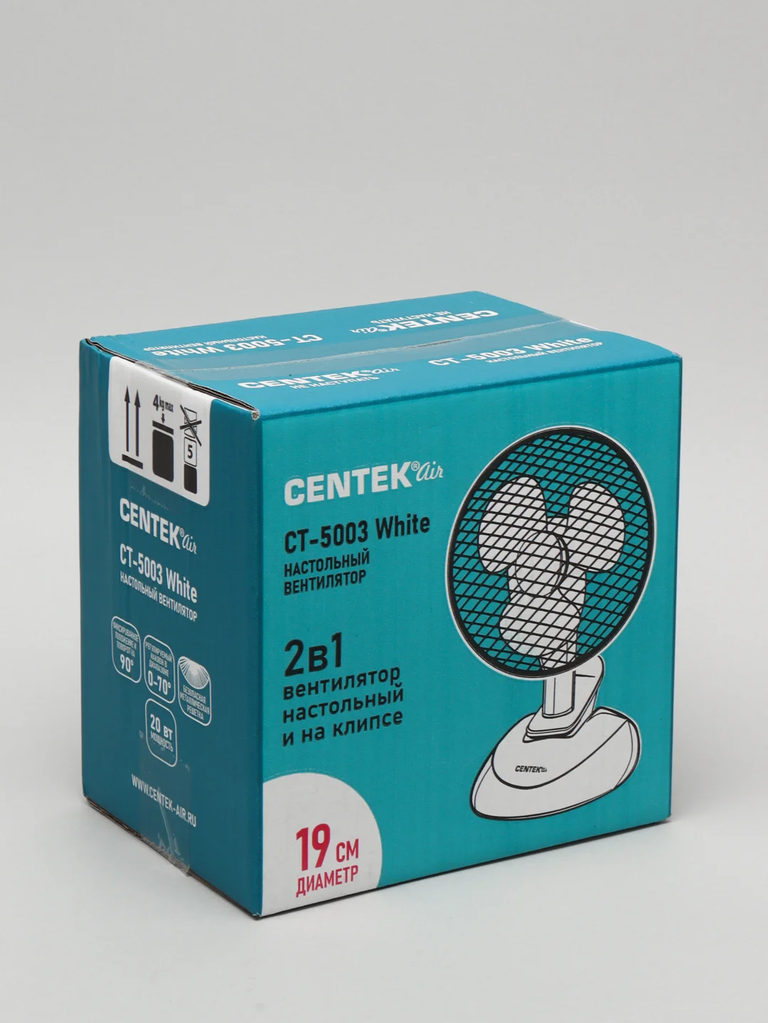 Вентилятор настольный Centek CT-5003 White, на клипсе, 20 Вт