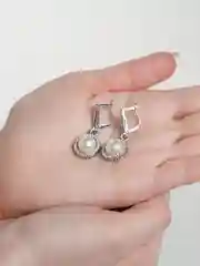 Свадебный комплект колье и серьги / Колье с жемчугом / Серьги с жемчугом / Набор украшений