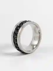 Черный кольца стальные,с вращающейся цепочкой