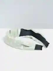 Оливковый ободок-чалма для волос в мелкий горошек