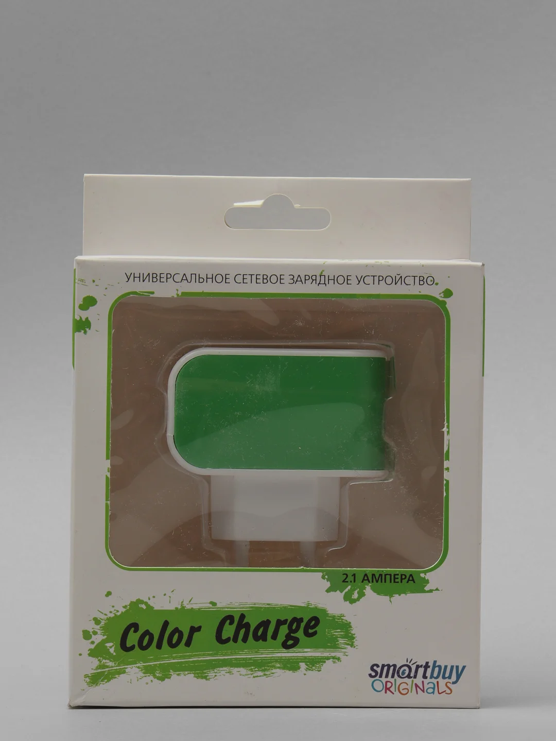 Зарядка USB, SmartBuy Color Charge, 2А, зелёная