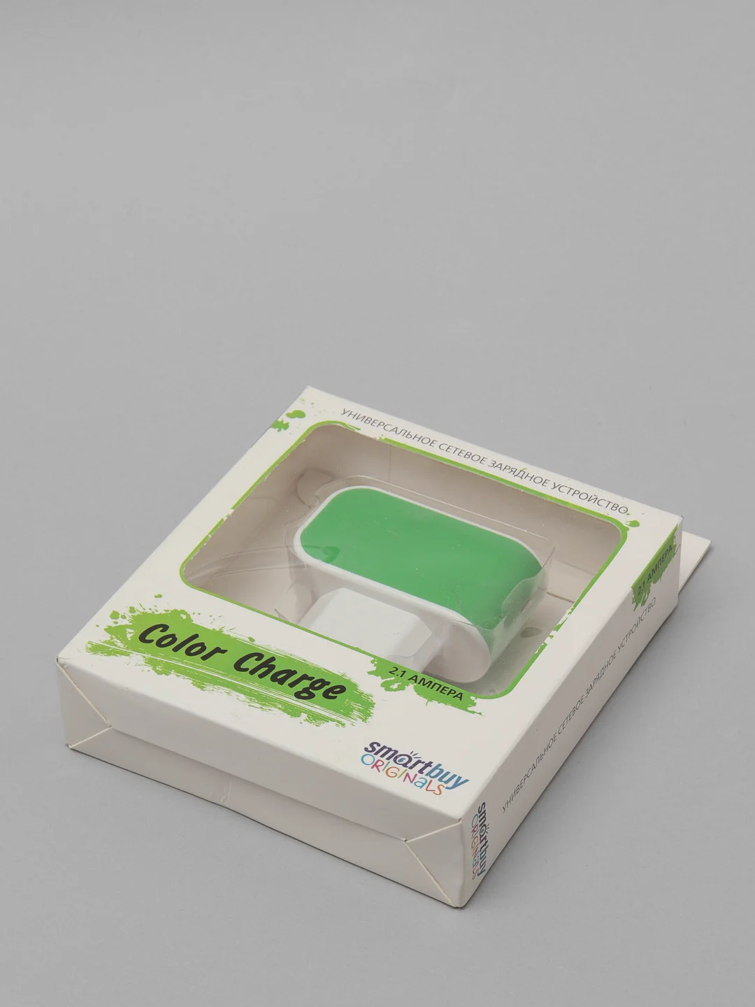 Зарядка USB, SmartBuy Color Charge, 2А, зелёная
