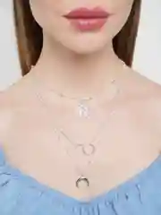 Серебряный многослойная цепочка с подвесками