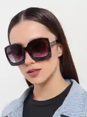 Черный солнцезащитные очки женские/ Квадратная форма/ Актуальные цвета/ Очки гранды в чехле