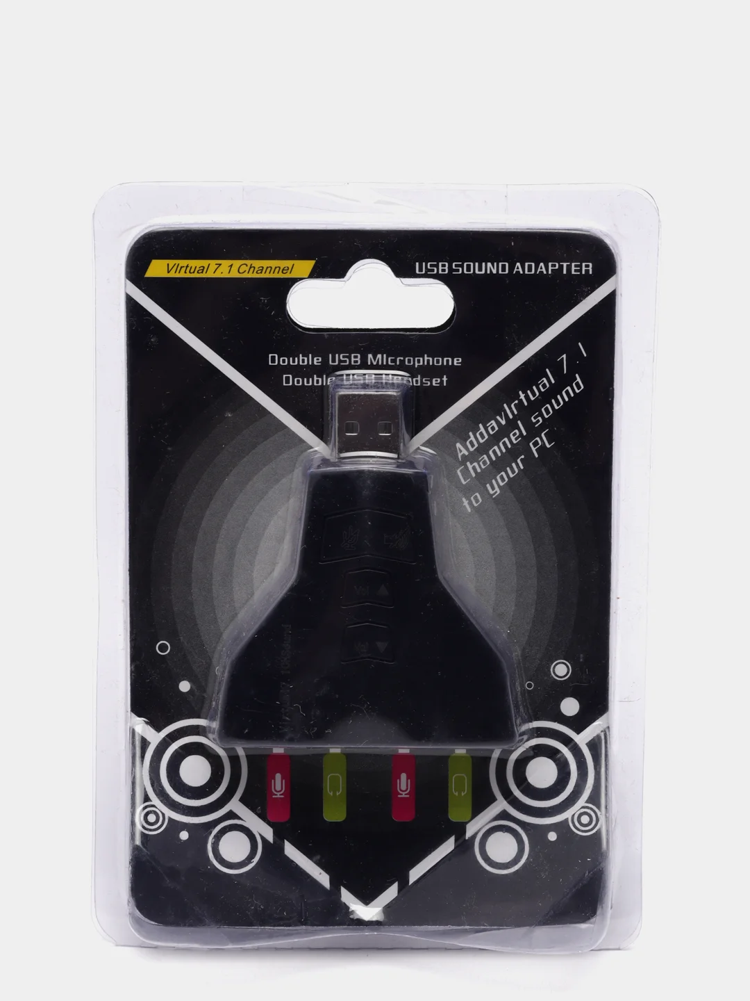 Звуковая карта USB, с двумя выходами, стерео
