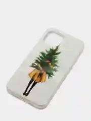 Белый чехол iPhone 11, 12/ 12 Pro 6.1 mini, 7/ 8/ SE 2020, 5/ 5s /se 2016 с новогодним рисунком
