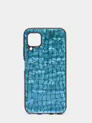 Голубой чехол Huawei P40 Lite (Хуавей П40 Лайт) силиконовый, имитация змеиной кожи