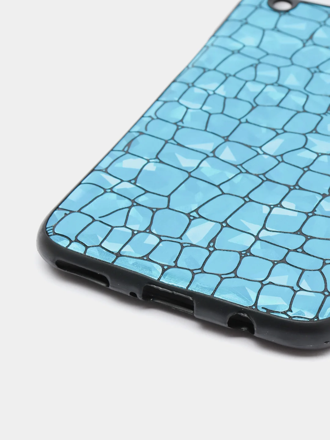 Голубой чехол Huawei P40 Lite (Хуавей П40 Лайт) силиконовый, имитация змеиной кожи