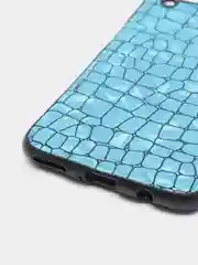 Голубой чехол Huawei P40 Lite (Хуавей П40 Лайт) силиконовый, имитация змеиной кожи