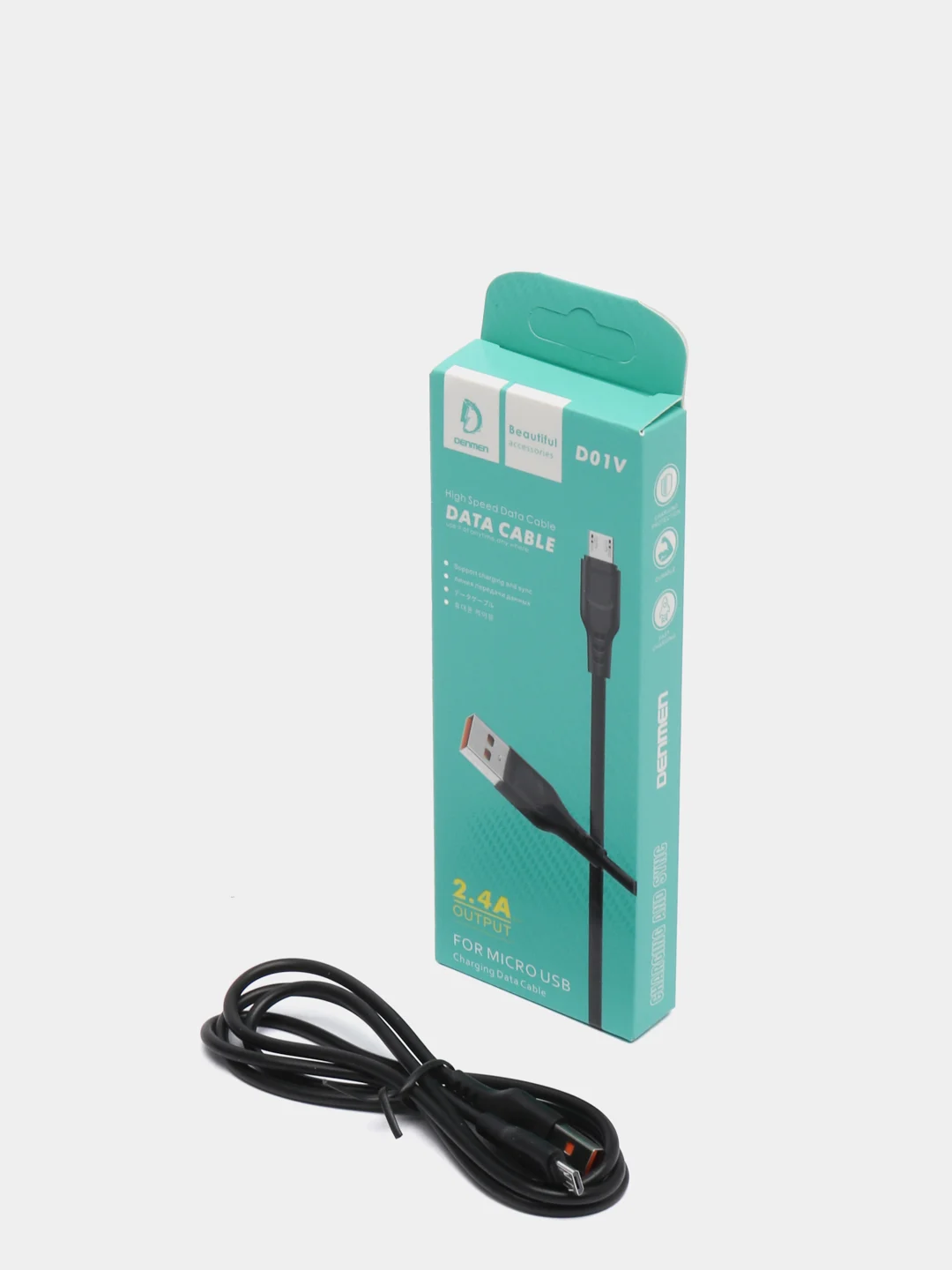 Черный кабель Micro USB с поддержкой быстрой зарядки, 1м