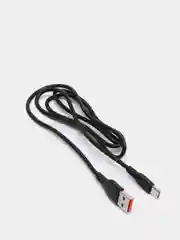 Черный кабель Type-C с поддержкой быстрой зарядки, 1м