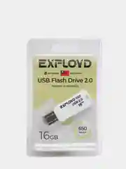 Флешка USB 16Gb, EXPLOYD 650, USB2.0, белая