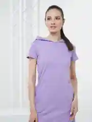 Лавандовый платье женское домашнее с капюшоном,  хлопок