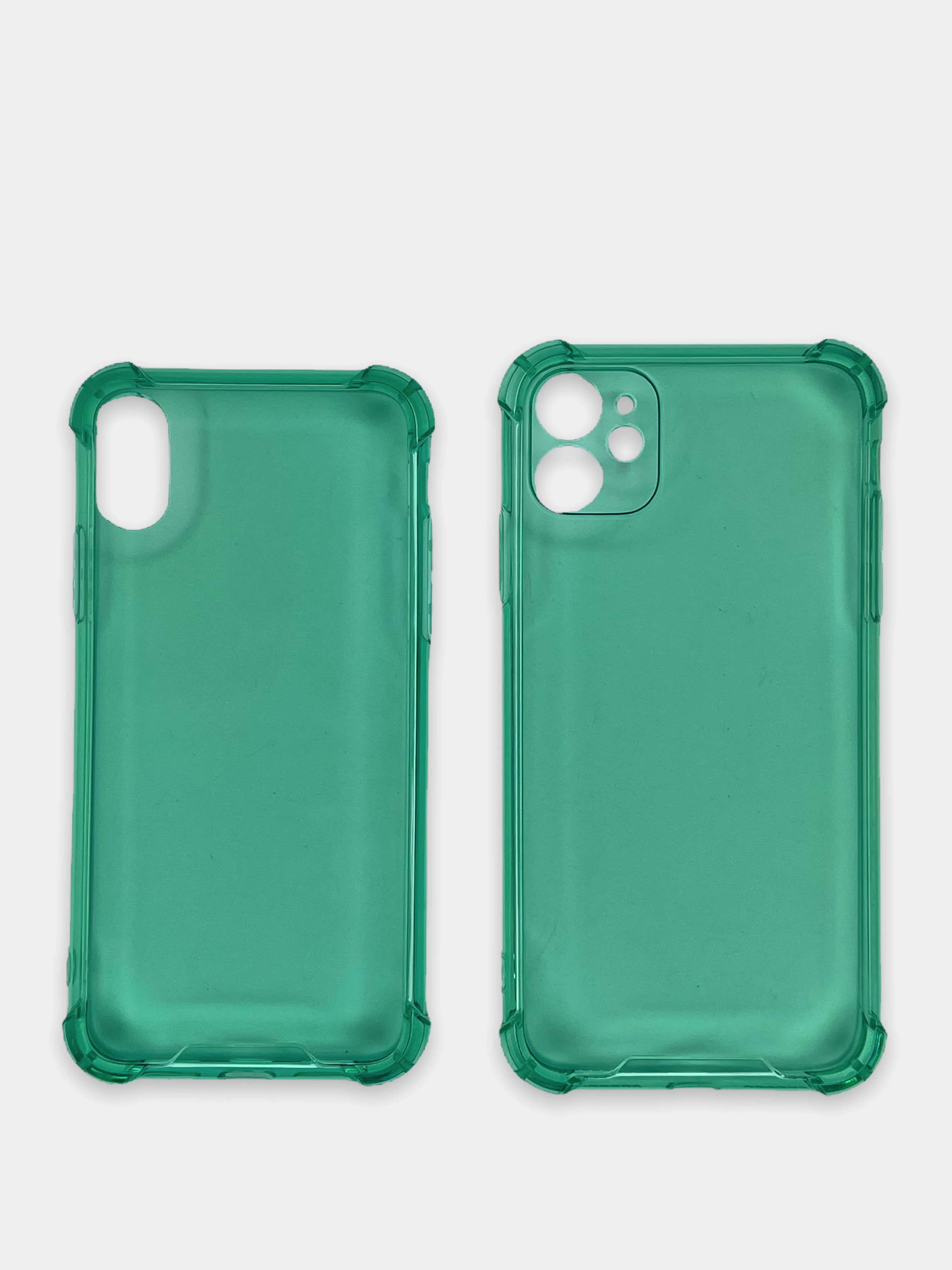 Бирюзовый чехол противоударный на iPhone 7, 8, 11, 12, 13, Pro, mini, Max, Plus, прозрачный