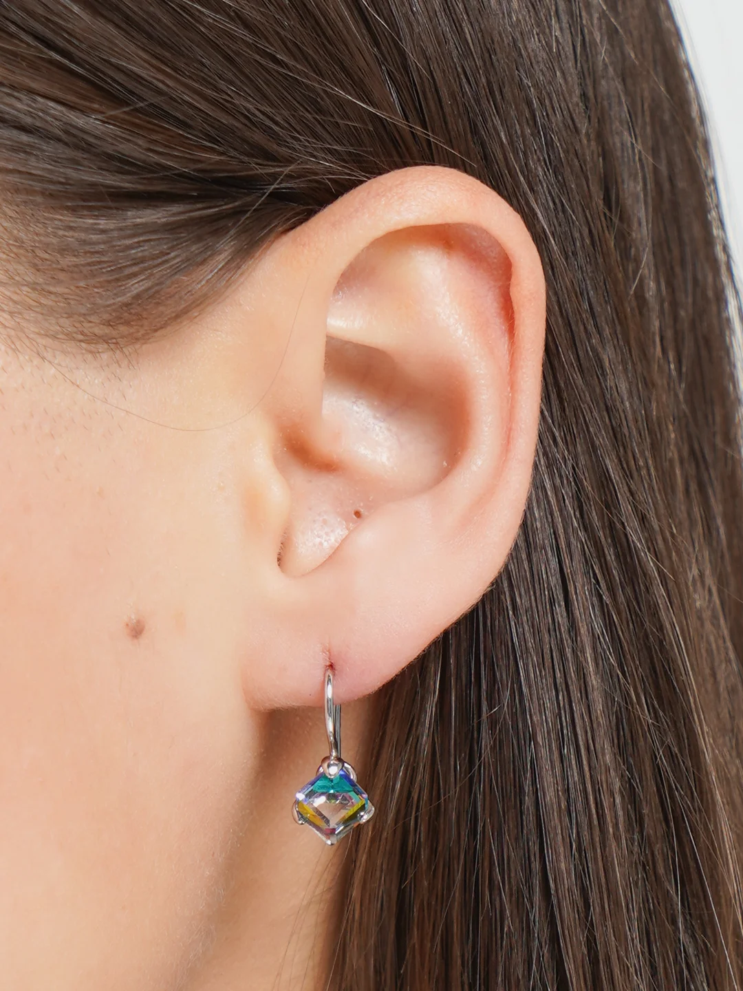 Лавандовый серьги из серебра с кристаллами Swarovski