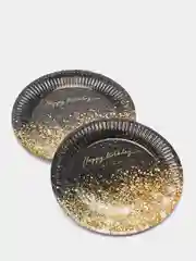 Черный бумажная посуда "Happy Birthday", 250 мл, 10 штук