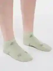 Лайм носки женские короткие цветы блестящие хлопок
