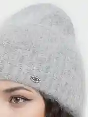 Серый шапка из ангоры, пушистая с отворотом