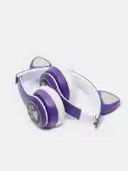 Сиреневый беспроводные Bluetooth наушники с кошачьими светящимися ушами