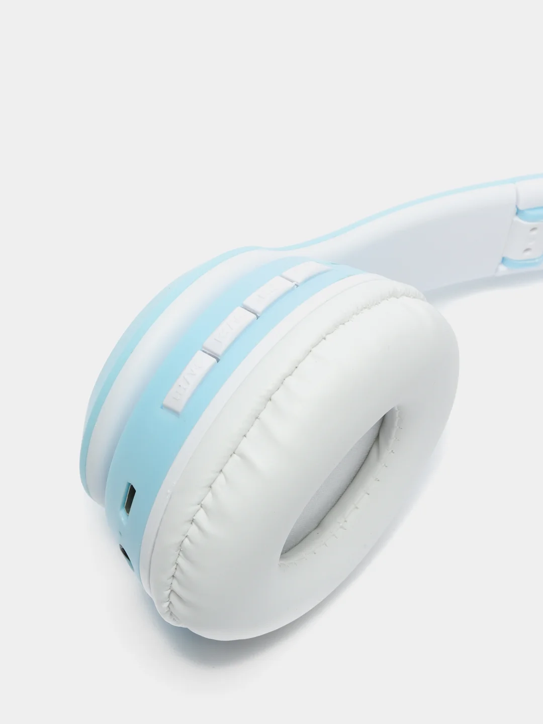 Светло-синий беспроводные Bluetooth наушники с кошачьими светящимися ушами
