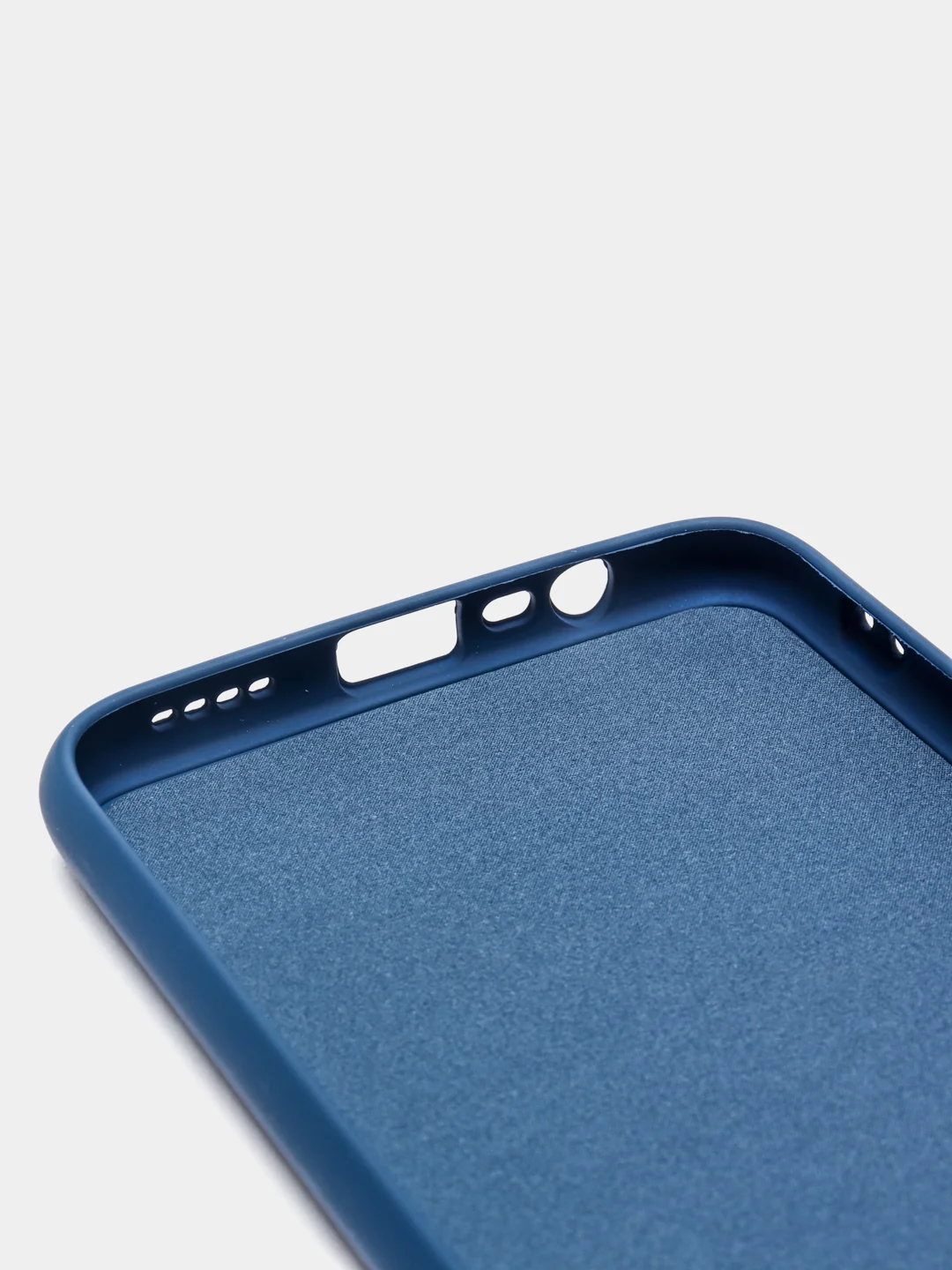 Темно-синий чехол силиконовый для Realme C15 / C12, без отпечатка пальца, с бархатной подкладкой