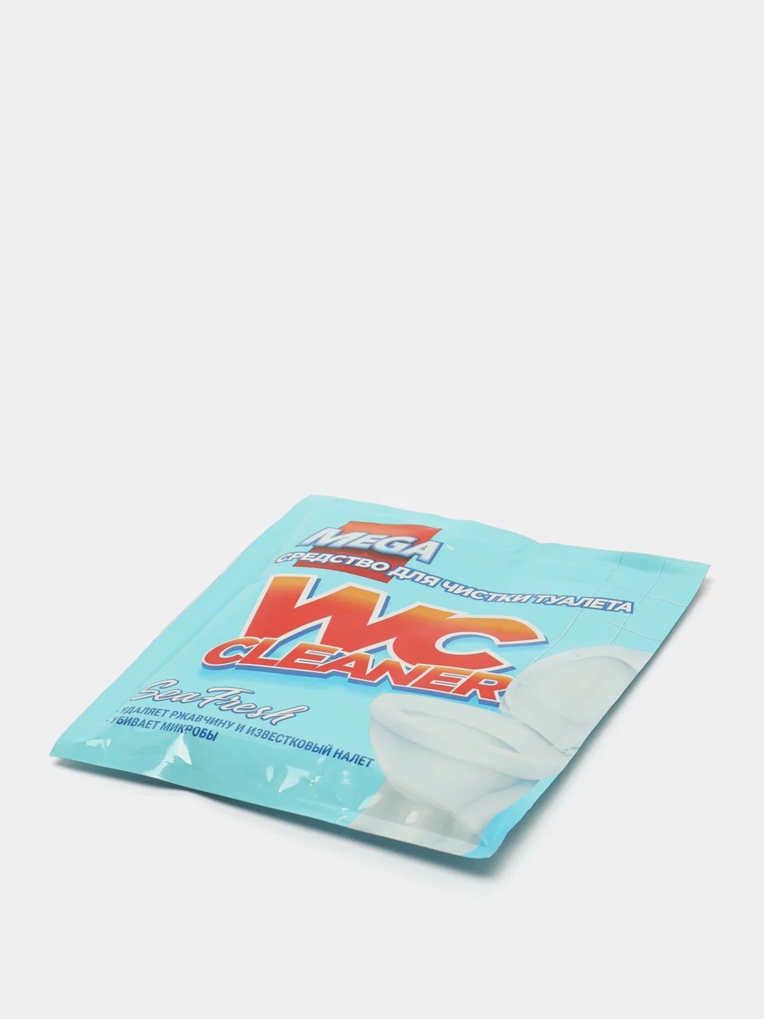 Белый порошок для чистки туалета с антимикробным эффектом Mega Sea Fresh, 130 г