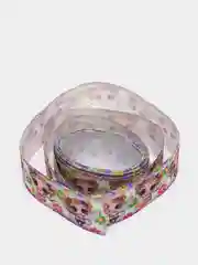 Зеленый лента репсовая с рисунком "Девочка","Куколка"  25 мм, отрез 3 метра/ кабошоны 4 шт