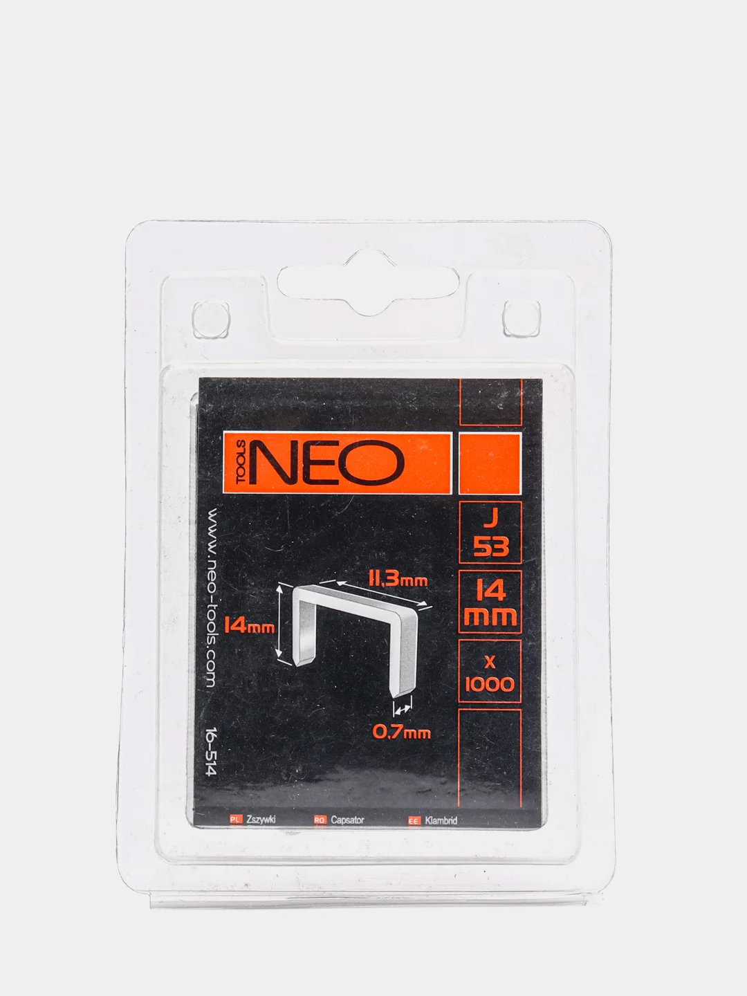 Скобы NEO Tools тип J/53, 14 мм, 1000 штук, 16-514