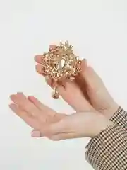 Золотой брошь винтажная с кристаллом, 10 х 7,5 см