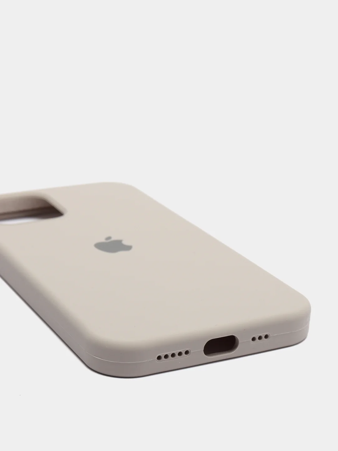 Светло-бежевый чехол для iPhone 12 / 12 Pro (6.1") Silicone Case закрытый низ с логотипом