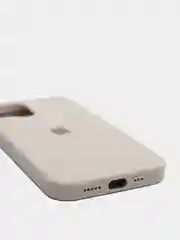 Светло-бежевый чехол для iPhone 12 / 12 Pro (6.1") Silicone Case закрытый низ с логотипом