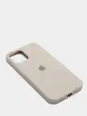 Светло-бежевый чехол для iPhone 12 / 12 Pro (6.1") Silicone Case закрытый низ с логотипом