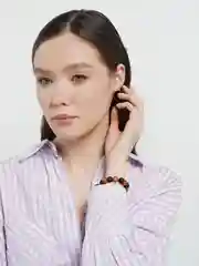 Браслет из натуральных камней, Тибетский агат Дзи и Шунгит, Handmade, 10 мм