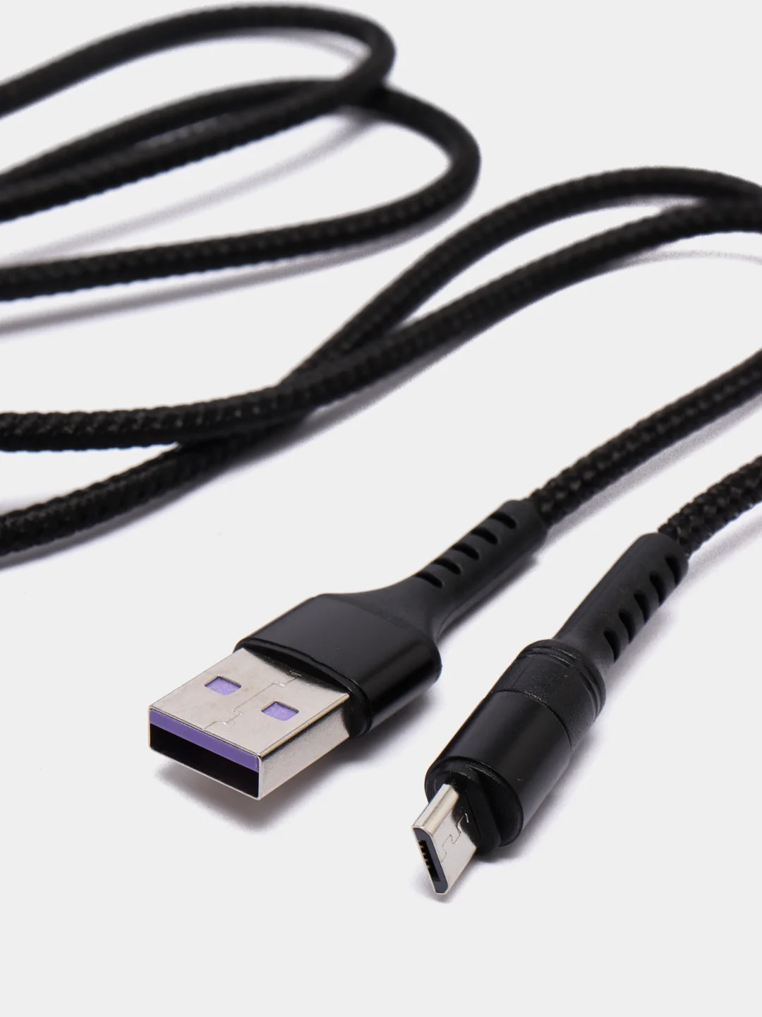 Черный кабель Micro USB, Type-C, Lightning - Iphone (быстрая зарядка андроид) тканевый нейлоновый