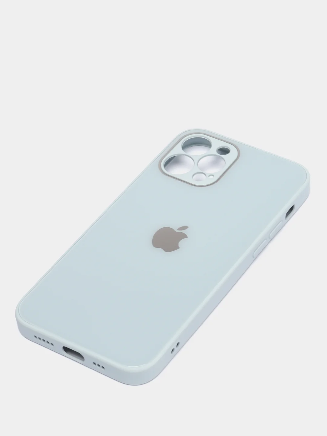 Небесно-голубой стеклянный силиконовый чехол на iPhone 13, 12, 11,  XR, 7, 8, SE, 8+, 7+, 6s, 6, Pro, Max