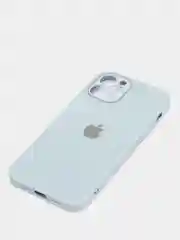 Небесно-голубой стеклянный силиконовый чехол на iPhone 13, 12, 11,  XR, 7, 8, SE, 8+, 7+, 6s, 6, Pro, Max