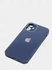Темно-синий стеклянный силиконовый чехол на iPhone 13, 12, 11,  XR, 7, 8, SE, 8+, 7+, 6s, 6, Pro, Max