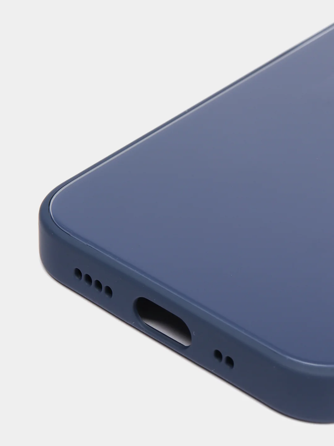 Темно-синий стеклянный силиконовый чехол на iPhone 13, 12, 11,  XR, 7, 8, SE, 8+, 7+, 6s, 6, Pro, Max