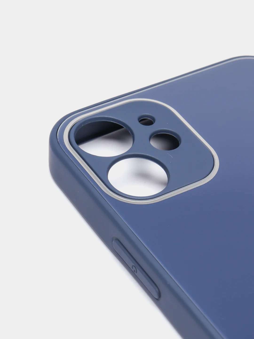 Темно-синий стеклянный силиконовый чехол на iPhone 13, 12, 11,  XR, 7, 8, SE, 8+, 7+, 6s, 6, Pro, Max