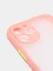 Кораллово-розовый чехол силиконовый матовый на iPhone 13, 12, 11,  XR, 7, 8, SE, Pro, Max, полупрозрачный