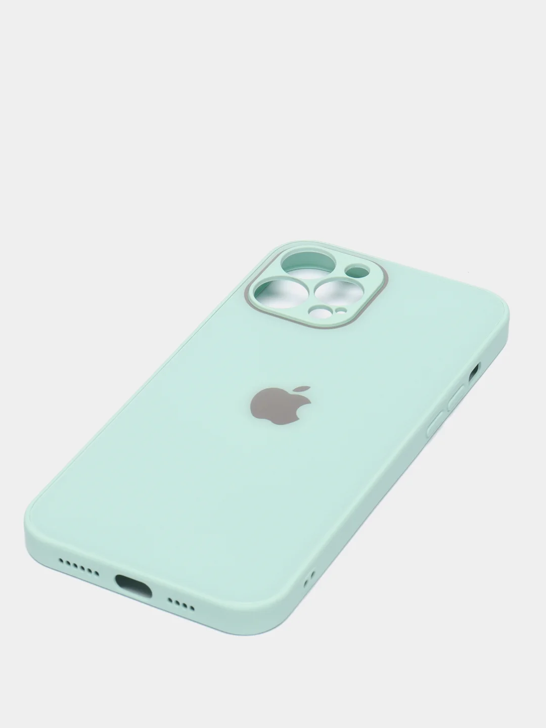 Бирюзовый стеклянный силиконовый чехол на iPhone 13, 12, 11,  XR, 7, 8, SE, 8+, 7+, 6s, 6, Pro, Max