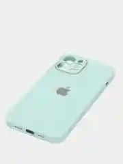 Бирюзовый стеклянный силиконовый чехол на iPhone 13, 12, 11,  XR, 7, 8, SE, 8+, 7+, 6s, 6, Pro, Max