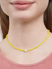 Желтый чокер из жемчуга и бисера/ колье/ цепочка/ нитка из бисера
