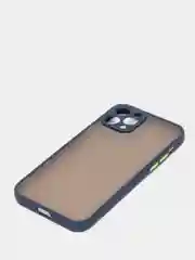 Синий чехол силиконовый матовый на iPhone 13, 12, 11,  XR, 7, 8, SE, Pro, Max, полупрозрачный