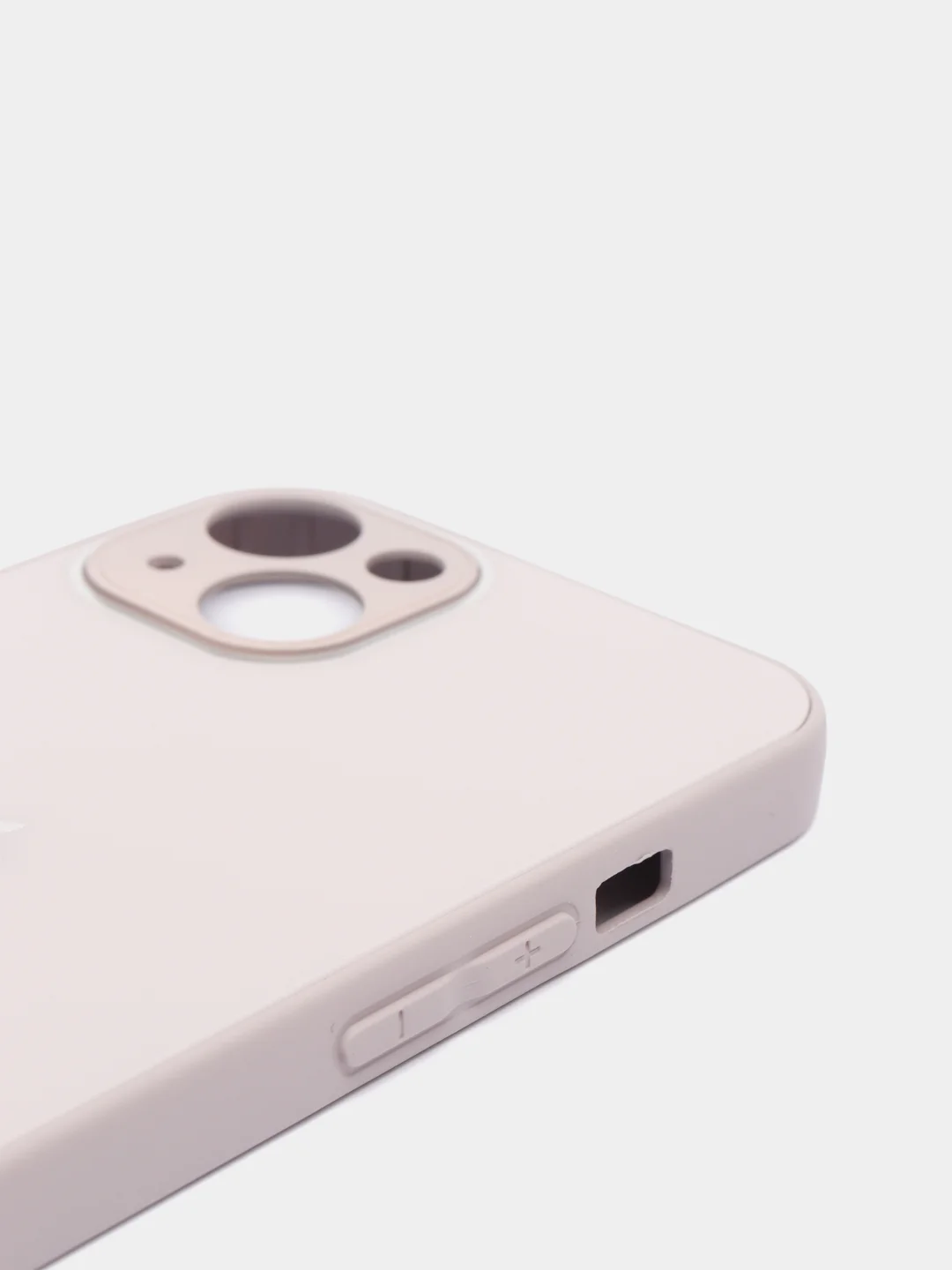 Бежевый меланж чехол силиконовый со стеклянной панелью для iPhone 13