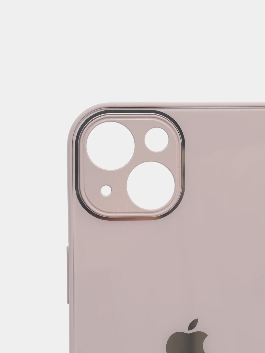 Бежевый меланж чехол силиконовый со стеклянной панелью для iPhone 13