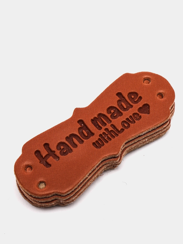 Бирка Handmade, кожа, коричневый 1,5х4 см