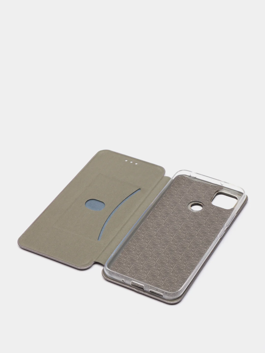 Серебряный чехол-книжка Xiaomi Redmi 9C, Redmi 9С NFC, Redmi 10A (Сяоми Редми 9С, 9С НФС, 10А)